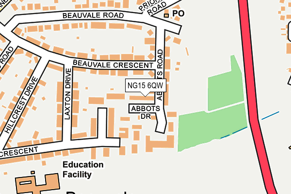 NG15 6QW map - OS OpenMap – Local (Ordnance Survey)