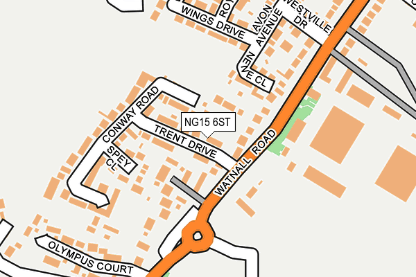 NG15 6ST map - OS OpenMap – Local (Ordnance Survey)