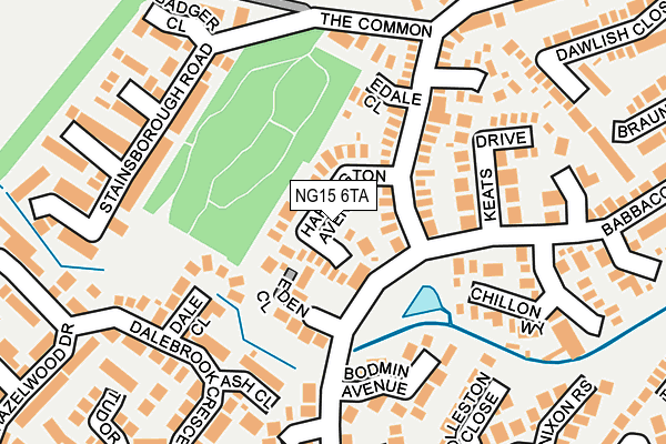 NG15 6TA map - OS OpenMap – Local (Ordnance Survey)