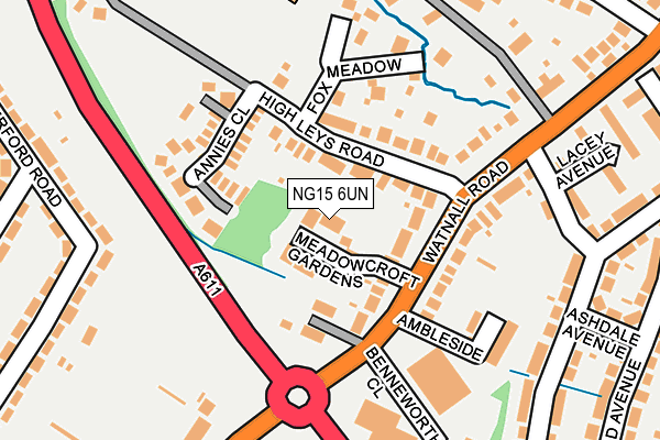 NG15 6UN map - OS OpenMap – Local (Ordnance Survey)