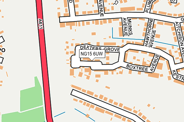 NG15 6UW map - OS OpenMap – Local (Ordnance Survey)