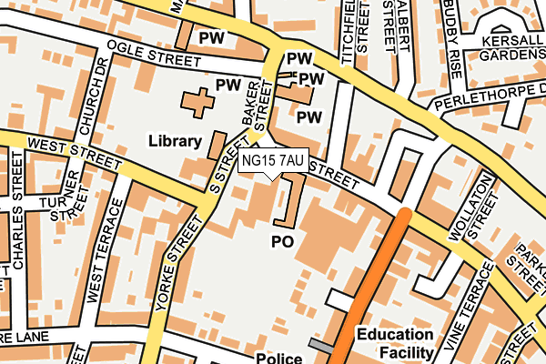 NG15 7AU map - OS OpenMap – Local (Ordnance Survey)