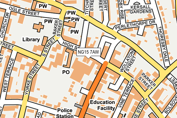 NG15 7AW map - OS OpenMap – Local (Ordnance Survey)