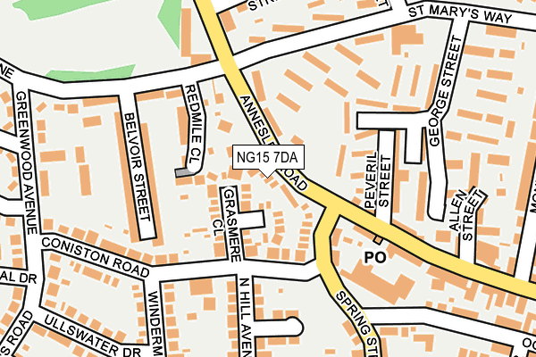 NG15 7DA map - OS OpenMap – Local (Ordnance Survey)