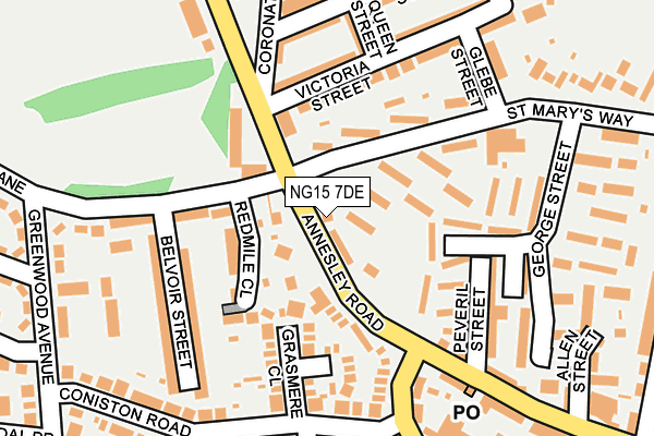 NG15 7DE map - OS OpenMap – Local (Ordnance Survey)