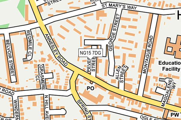 NG15 7DG map - OS OpenMap – Local (Ordnance Survey)