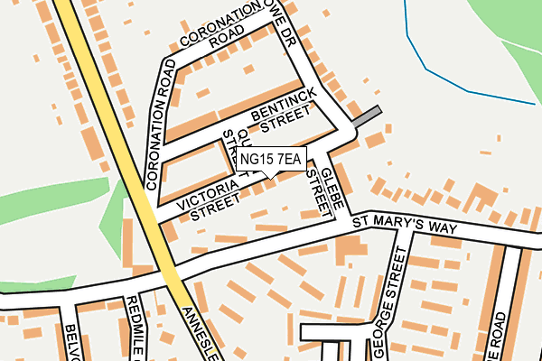 NG15 7EA map - OS OpenMap – Local (Ordnance Survey)