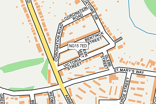 NG15 7ED map - OS OpenMap – Local (Ordnance Survey)