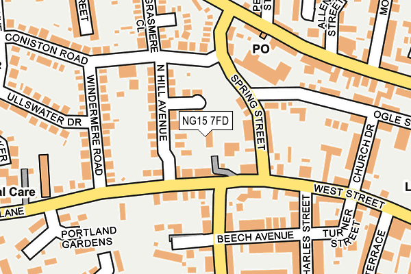 NG15 7FD map - OS OpenMap – Local (Ordnance Survey)