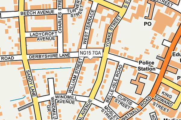 NG15 7GA map - OS OpenMap – Local (Ordnance Survey)