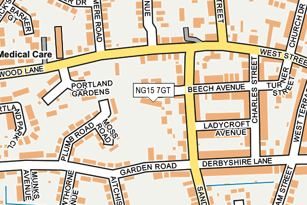 NG15 7GT map - OS OpenMap – Local (Ordnance Survey)