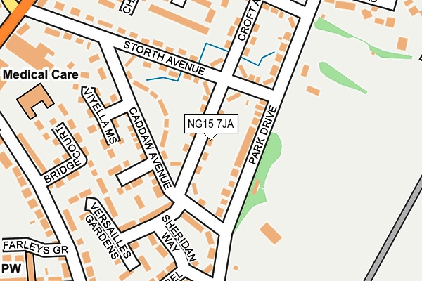 NG15 7JA map - OS OpenMap – Local (Ordnance Survey)