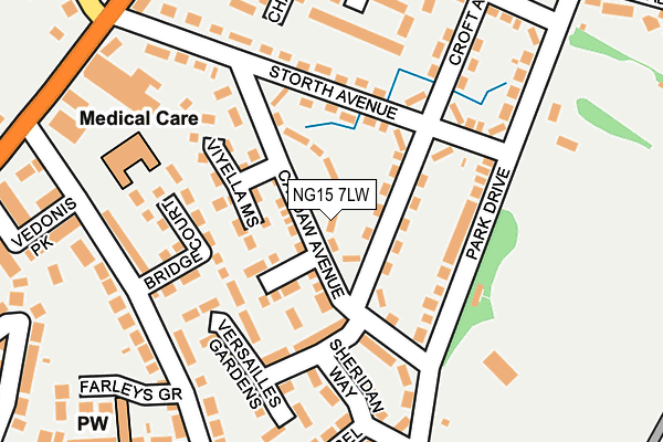 NG15 7LW map - OS OpenMap – Local (Ordnance Survey)