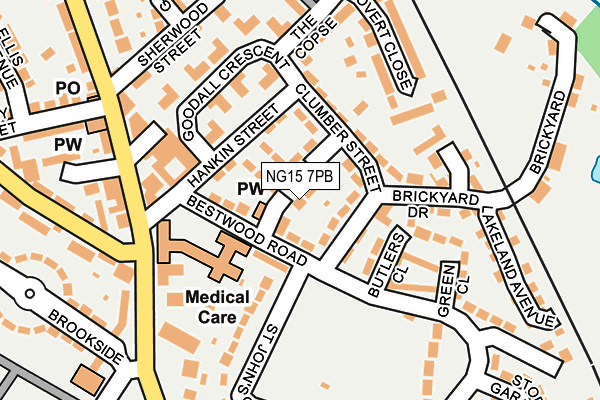 NG15 7PB map - OS OpenMap – Local (Ordnance Survey)