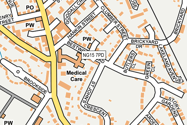 NG15 7PD map - OS OpenMap – Local (Ordnance Survey)