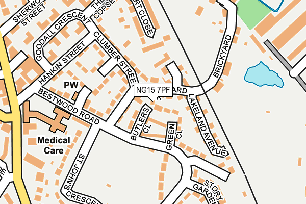 NG15 7PF map - OS OpenMap – Local (Ordnance Survey)