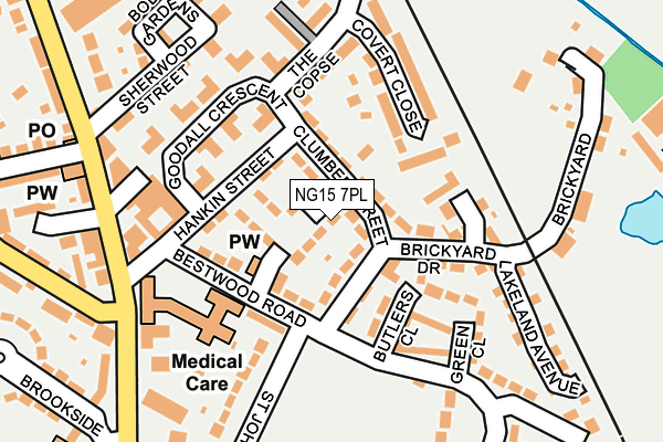 NG15 7PL map - OS OpenMap – Local (Ordnance Survey)