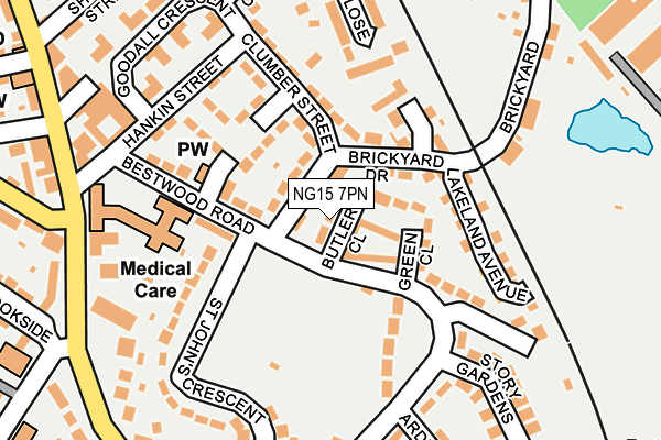 NG15 7PN map - OS OpenMap – Local (Ordnance Survey)