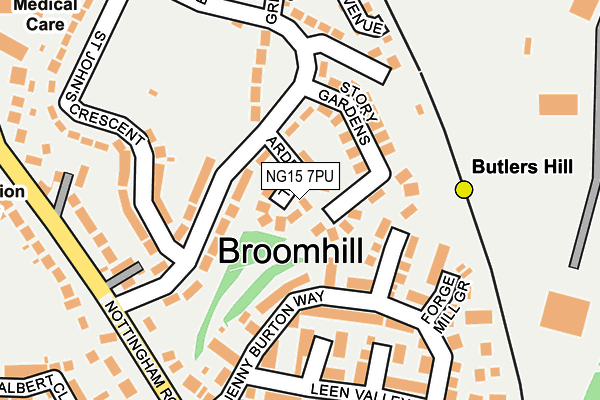 NG15 7PU map - OS OpenMap – Local (Ordnance Survey)