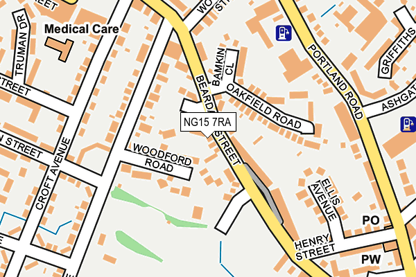 NG15 7RA map - OS OpenMap – Local (Ordnance Survey)