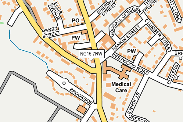 NG15 7RW map - OS OpenMap – Local (Ordnance Survey)