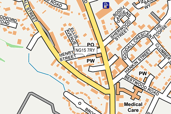 NG15 7RY map - OS OpenMap – Local (Ordnance Survey)