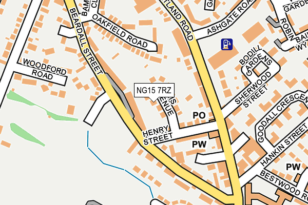 NG15 7RZ map - OS OpenMap – Local (Ordnance Survey)