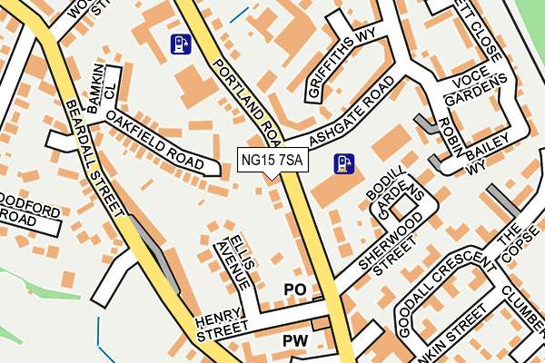 NG15 7SA map - OS OpenMap – Local (Ordnance Survey)