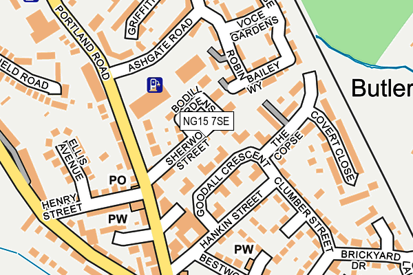 NG15 7SE map - OS OpenMap – Local (Ordnance Survey)