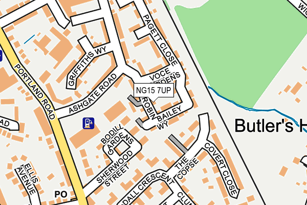 NG15 7UP map - OS OpenMap – Local (Ordnance Survey)