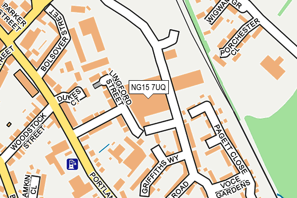 NG15 7UQ map - OS OpenMap – Local (Ordnance Survey)