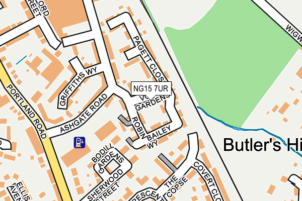 NG15 7UR map - OS OpenMap – Local (Ordnance Survey)