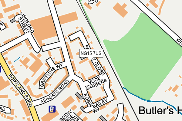 NG15 7US map - OS OpenMap – Local (Ordnance Survey)