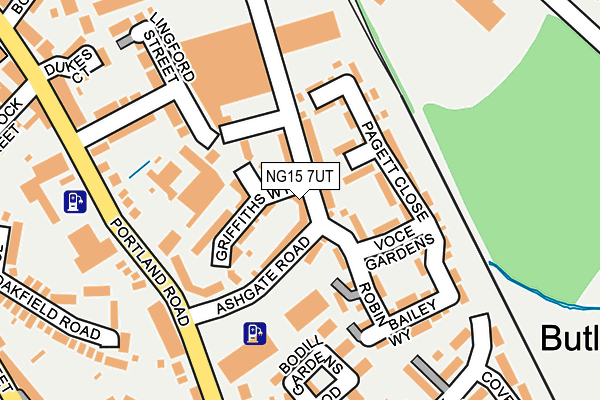 NG15 7UT map - OS OpenMap – Local (Ordnance Survey)