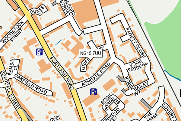 NG15 7UU map - OS OpenMap – Local (Ordnance Survey)