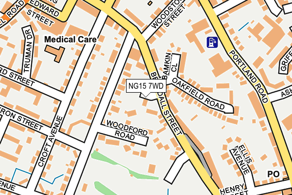 NG15 7WD map - OS OpenMap – Local (Ordnance Survey)