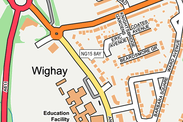 NG15 8AY map - OS OpenMap – Local (Ordnance Survey)