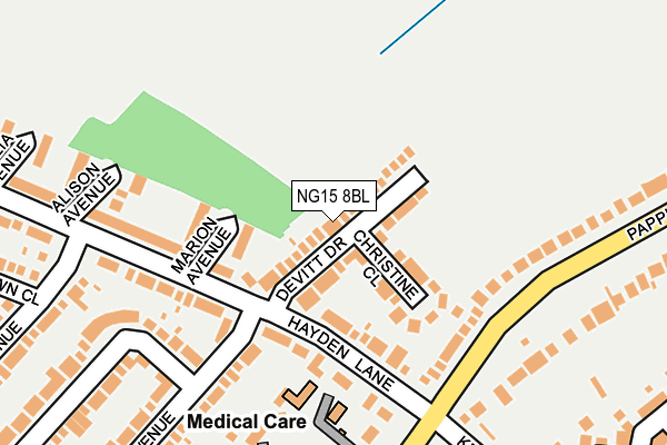 NG15 8BL map - OS OpenMap – Local (Ordnance Survey)