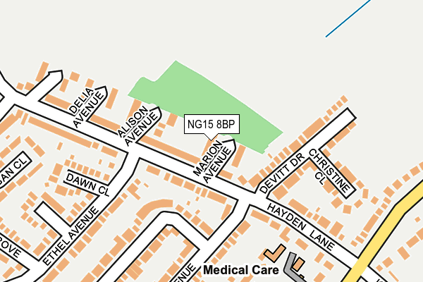 NG15 8BP map - OS OpenMap – Local (Ordnance Survey)