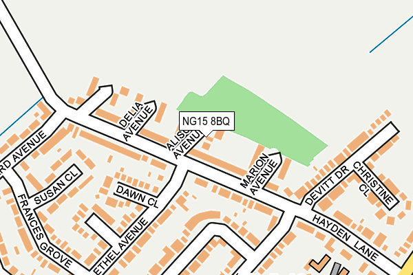 NG15 8BQ map - OS OpenMap – Local (Ordnance Survey)
