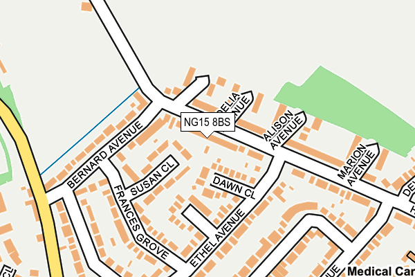 NG15 8BS map - OS OpenMap – Local (Ordnance Survey)