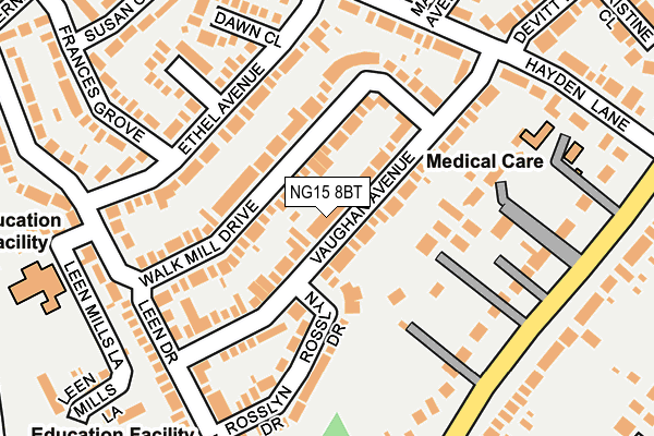 NG15 8BT map - OS OpenMap – Local (Ordnance Survey)