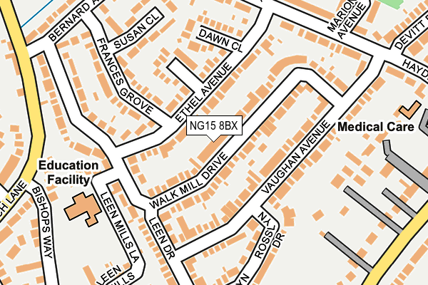 NG15 8BX map - OS OpenMap – Local (Ordnance Survey)