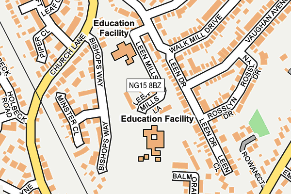 NG15 8BZ map - OS OpenMap – Local (Ordnance Survey)