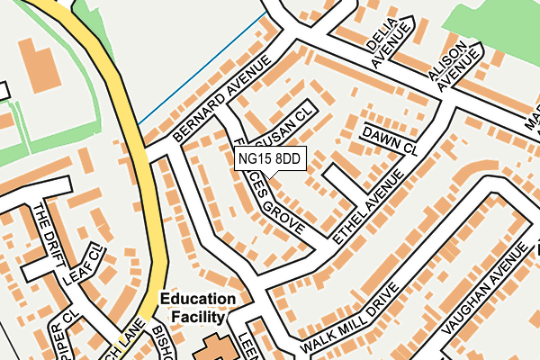 NG15 8DD map - OS OpenMap – Local (Ordnance Survey)