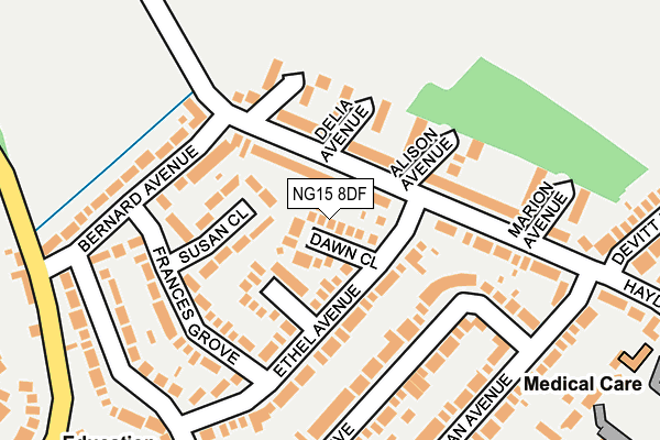 NG15 8DF map - OS OpenMap – Local (Ordnance Survey)