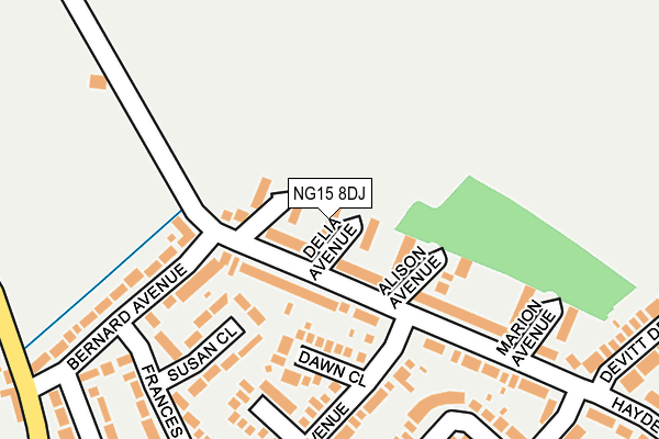 NG15 8DJ map - OS OpenMap – Local (Ordnance Survey)