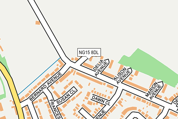 NG15 8DL map - OS OpenMap – Local (Ordnance Survey)