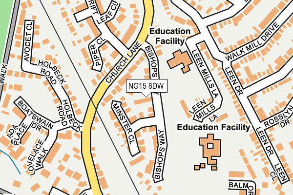 NG15 8DW map - OS OpenMap – Local (Ordnance Survey)