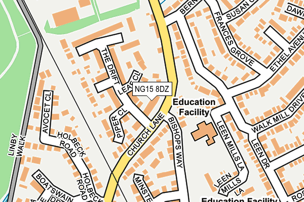 NG15 8DZ map - OS OpenMap – Local (Ordnance Survey)